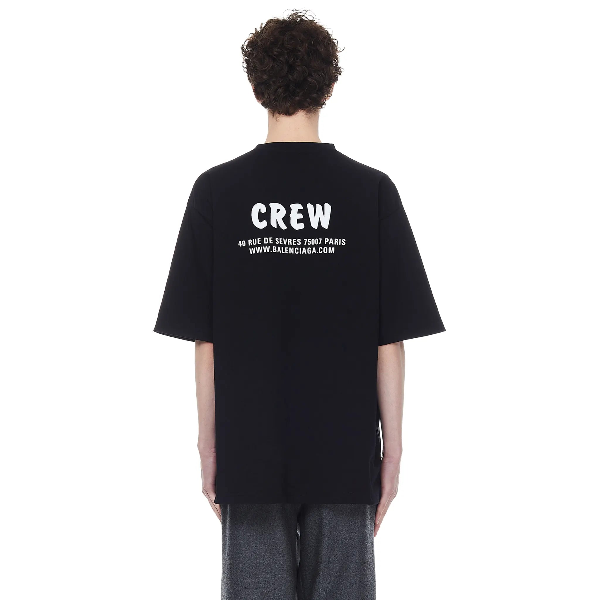 Back View of Preloved - Balenciaga Crew Logo Black White T-Shirt